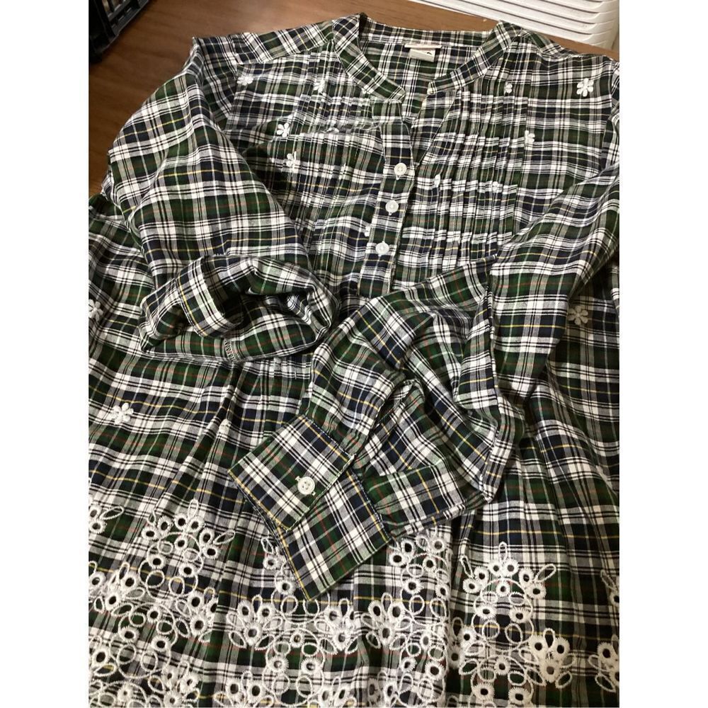 American Sweetheart Plaid & Lace Tunic Top M - Picture 8 of 10